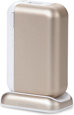 Just Mobile Top Gum - Mobiele oplader - 6000 mAh met ingebouwde lightning kabel - Goud