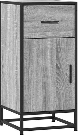 vidaXL - Dressoir - 35,5x35x76 - cm - bewerkt - hout - en - metaal - grijs - sonoma