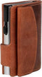 Clicksafe pasjeshouder - RFID - 8 pasjes - buffelleer/aluminium - cognac/zilver - JU-962508
