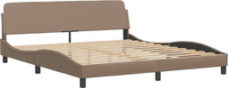 vidaXL - Bedframe - met - hoofdbord - kunstleer - cappuccinokleurig - 180x200 - cm