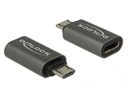 Delock 65927 - USB Micro-B naar USB-C Adapter - 480 Mbps - Grijs