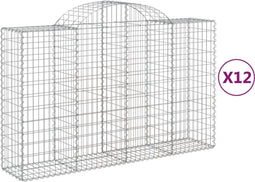 vidaXL - Schanskorven - 12 - st - gewelfd - 200x50x120/140 - cm - ijzer