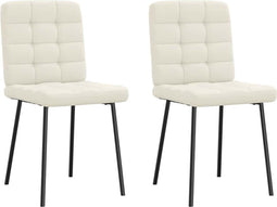vidaXL - Eetkamerstoelen - 2 - st - fluweel - crèmekleurig
