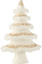 J-Line decoratie Kerstboom - velvet/veren - ecru/goud