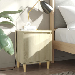 Nachtkastje met houten poten 40x30x50 cm sonoma eikenkleurig