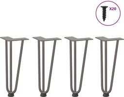 vidaXL - Haarspeld - tafelpoten - 4 - st - 30 - cm - massief - staal - naturel