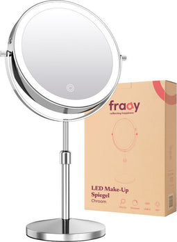 Fraay® Make Up Spiegel - 10x Vergroting - LED Verlichting - Oplaadbaar - Chroom
