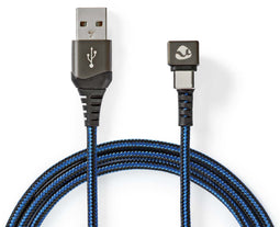 Nedis GCTB60600BK10 - USB A naar USB type-C - 180° draaibare aansluiting - Blauw Zwart