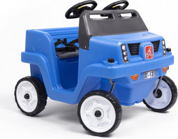 Step2 looppauto Side-By-Side Push Around SUV in Blauw - Duwauto voor 2 kinderen - Luifel voor schaduw - Loopauto met duwstang & luifel - Voor kinderen vanaf 2 jaar