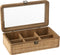 J-Line doos rechthoek 6 compartimenten - rotan/glas - naturel