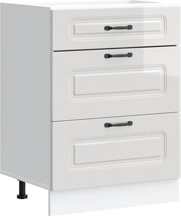 vidaXL - Keuken - onderkast - Kalmar - bewerkt - hout - hoogglans - wit