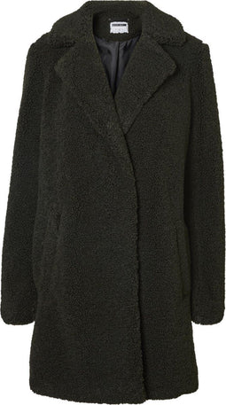 NOISY MAY NMGABI L/S JACKET - Dames Teddy Jas - Halflang met drukknoop - Donkergroen - Maat S