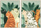 Schilderij DKD Home Decor 83 x 4,5 x 123 cm Tropisch dieren (2 Stuks)