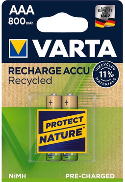 Varta 56813 - Recycled Ready to Use Micro AAA LR03 batterij NiMH 800mAh - Groen (2 stuks)