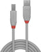 Lindy 36682 - USB 2.0 A naar B Kabel - 1 m - Grijs