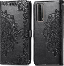iMoshion Hoesje Geschikt voor Huawei P Smart (2021) Hoesje Met Pasjeshouder - iMoshion Mandala Bookcase - Zwart