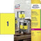 Avery L6111-20 - Zelfklevend printerlabel - A4 - 20 vel - Geel (20 stuks)