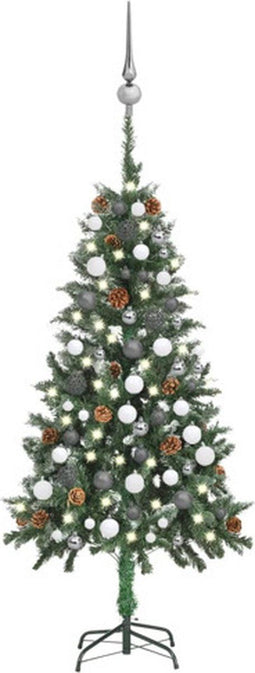 vidaXL - Kunstkerstboom - met - verlichting - kerstballen - dennenappels - 150 - cm