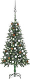 vidaXL - Kunstkerstboom - met - verlichting - kerstballen - dennenappels - 150 - cm