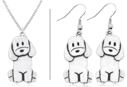 BY-ST6 Labradoodle - Sieradenset ketting en oorbellen - Zilverkleurig (1 set)
