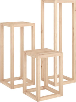 vidaXL - 3-delige - Plantenstandaardset - massief - grenenhout