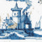 Thea Gouverneur - Borduurpakket met telpatroon - 484A - Voorgesorteerde DMC Garens - Delfts Blauwe Tegels Dorpjes - Aida - 28 cm x 28 cm - DIY Kit