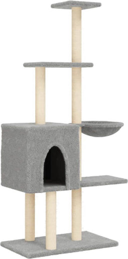 vidaXL - Kattenmeubel - met - sisal - krabpalen - 145 - cm - lichtgrijs