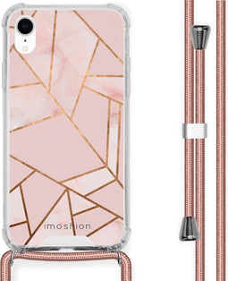 iMoshion Hoesje Geschikt voor iPhone Xr Hoesje Met Koord - iMoshion Design Hoesje met Koord - Goud / Roze / Pink Graphic