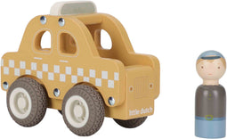 Little Dutch - Houten Taxi - Rubberen wielen - Geel