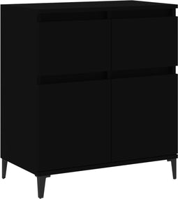 vidaXL - Dressoir - 60x35x70 - cm - bewerkt - hout - zwart