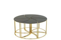 J-Line tafels Tornado - metaal/glas - goud - set van 6