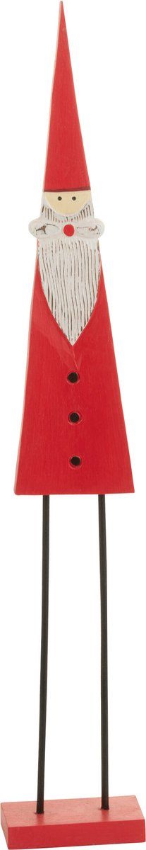 J-Line decoratie Kerstman Op Voet - hout - rood - medium