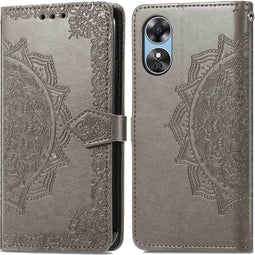 iMoshion Hoesje Geschikt voor Oppo A17 Hoesje Met Pasjeshouder - iMoshion Mandala Bookcase - Grijs