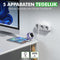 Travelhawk Verdeelstekker - 3 Voudig - 3 AC-aansluitingen 2 USB-poorten - Wit