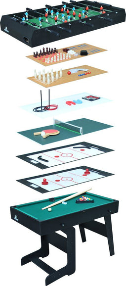 Cougar All-in-One 16-in-1 Multi speeltafel opklapbaar Zwart - Voetbaltafel, pooltafel, airhockeytafel, tafeltennistafel en shuffleboard - Inclusief accessoires