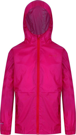 Regatta - Kids Pack It III Opvouwbaar Kinder Regenjack - Donker Roze - Maat 140