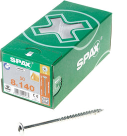 SPAX 251010801405 Hi-Force schroef, Discuskop, 8 x 140, Deeldraad, T-STAR plus T40 - WIROX - 50 stuks