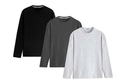 Pantoneclo comfortabele kartoenen T-shirts - Lange mauwen - Set van 3 - Maat XL