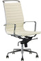 Feel Furniture - Luxe design bureaustoel van 100% rundleer - Hoge rugleuning - Crème