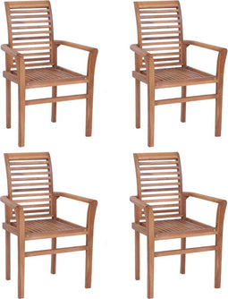 vidaXL - Eetkamerstoelen - stapelbaar - massief - teakhout - 4 - st
