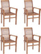 vidaXL - Eetkamerstoelen - stapelbaar - massief - teakhout - 4 - st