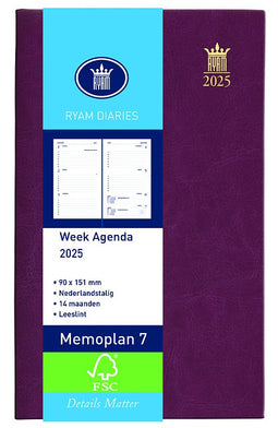 Ryam - Agenda 2023 Ryam Memoplan 7 Suprema 7dagen/2pagina's bordeaux