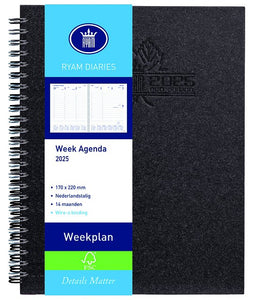 Ryam - Agenda 2023 Ryam Weekplan Wire-o 7dagen/2pagina's zwart