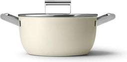 SMEG Kookpan - Ø 24 cm - RVS - Glazen deksel - Crème Mat