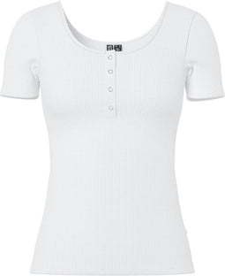 Pieces PCKITTE SS TOP NOOS BC BriWhi - Katoenen top - Korte mouwen - Maat XS