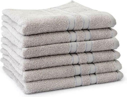 LINNICK Pure Handdoeken Set - 100% Katoen - Silver - 60x110cm - Per 6 Stuks