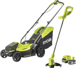 RYOBI ONE+ Pack 18V Cordless Grasmaaier + Trimmer RLM1833BLT1825M : Grasmaaier RLM18X33B40 en Trimmer OLT1825M (incl. 1x4.0Ah accu)