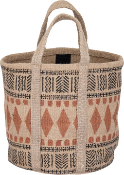 PTMD Noyaan Brown jute round basket rhombic pattern S