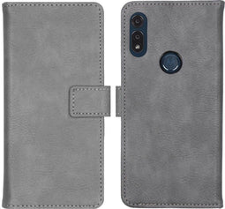 iMoshion Hoesje Geschikt voor Motorola Moto E7 Hoesje Met Pasjeshouder - iMoshion Luxe Bookcase - Grijs