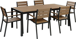 VERNIO - Tuinset voor 6 - Zwart/Bruin - Kunsthout